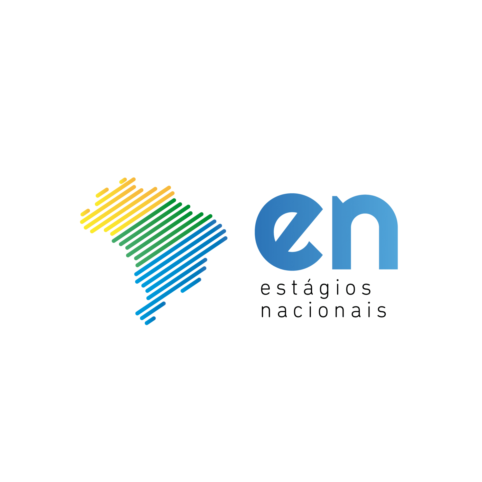 Hiperlink com a logo dos Estágios Nacionais, em que se lê “en - estágios nacionais”, que direciona para o edital de vagas dos estágios nacionais.