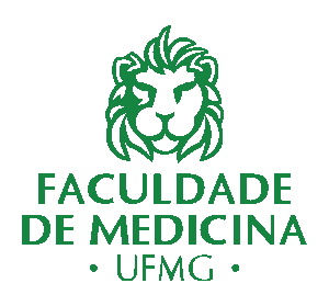 Imagem com o símbolo da faculdade de medicina, que é um leão com escritos faculdade de Medina e UFMG embaixo com tudo na cor verde.